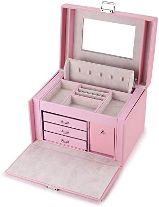 Mesinya Pink ekološki prihvatljiva kutija za nakit organizatori kutija za odlaganje sa ogledalom za djevojčice i žene na poklon