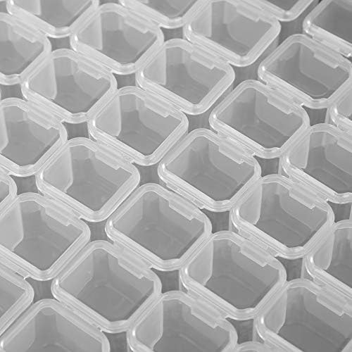 AYNEFY Grid kutija za organizatore, 56 slotova plastični ukrasi za umjetnost noktiju dodatna oprema kutija za pohranu nakita