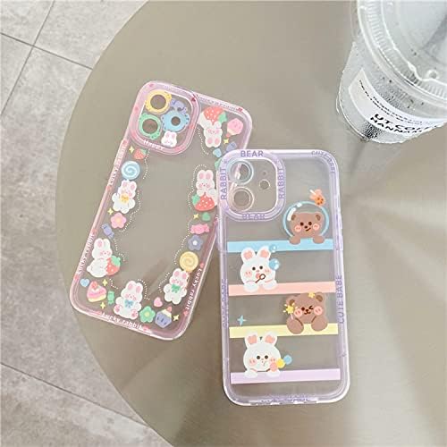 Ownest kompatibilan za iPhone 11 Case Clear Cute Rabbit Bear Sweet Strawberry uzorak dizajn za žene djevojke Moda tanka meka fleksibilna