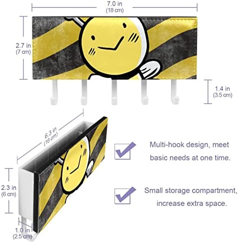 Organizator za pčelinje žute police sa 5 kukica zidna kuhinjska polica za kupatilo multifunkcionalna polica za odlaganje
