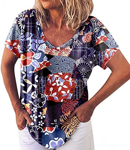 Odjeća za kratke rukave Y2K pamuk V vrat grafički Brunch bluza za dame ljetna jesen Tshirt L8 L8