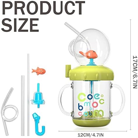 Baby Straw Cup, 2023 Nova Crtić čaša za piće za bebe sa sprejom za vjetrenjače sa Slamnatom vodom, uklonjive dječije šolje za piće,