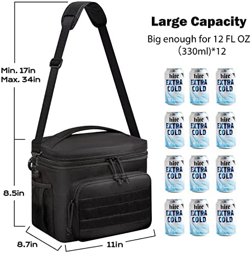 Movker velika taktička torba za ručak za muškarce - kutija za ručak sa torbicom za flaše, izolovana i nepropusna hladnjača, savršena