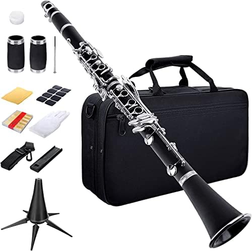 SLADE Bb klarinet Studentski klarinet Početnik klarinet sa B ravnim futrolom za klarinet, postoljem, 10 trske i kompletom za čišćenje klarineta