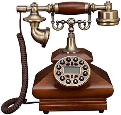 ZlxDP Antique Retro Telefon Masilni ukras od punog drveta, dugme Kotač sa ID-om pozivatelja, pozadinsko osvetljenje za ruke