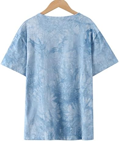 Ženske Tie Dye Tops 2023 Sun Moon Mushroom Tees T Shirts Vintage Kauzalne Tunike Loose Fit T-Shirt Slatka Top Ljetne Bluze