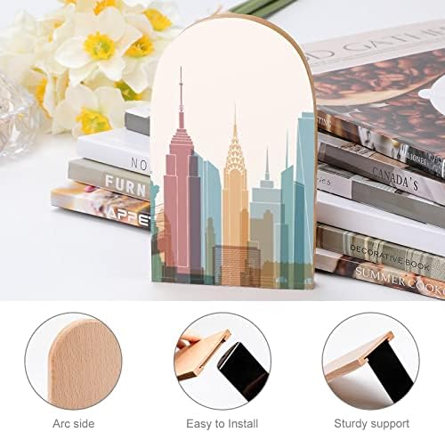 New York city Skyline Silhouette Wood Bookends teški držači knjiga za police ukrasni krajevi knjiga