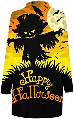 ZL Geqinai Halloween Cardigan za žene Plus veličine dugih rukava otvorenih prednjih kardigana bundeve životinjske mačke ghost lagani