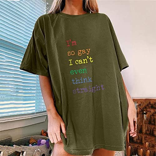 Ženski vrhovi Rainbow Pismo Ispis majica kratkih rukava Grafički tee casual labavi bluza za teen djevojke