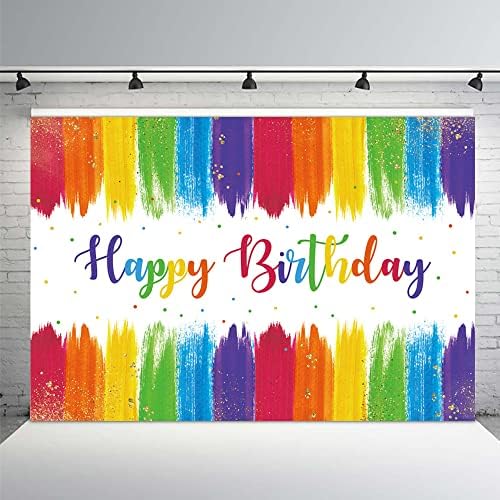 MEHOFOND 7X5FT Paint Rainbow Happy Birthday Backdrop Art Party šareni konfeti Grafiti zid Gold Glitter Splatter dekoracija fotografija