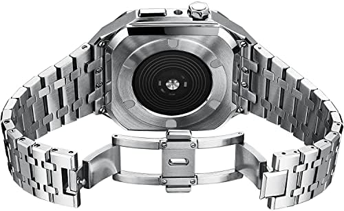 Komplet modifikacije od nehrđajućeg čelika za izmicanje od nehrđajućeg čelika + futrola za Apple Watch Band 44mm 45mm Metal Retrofit