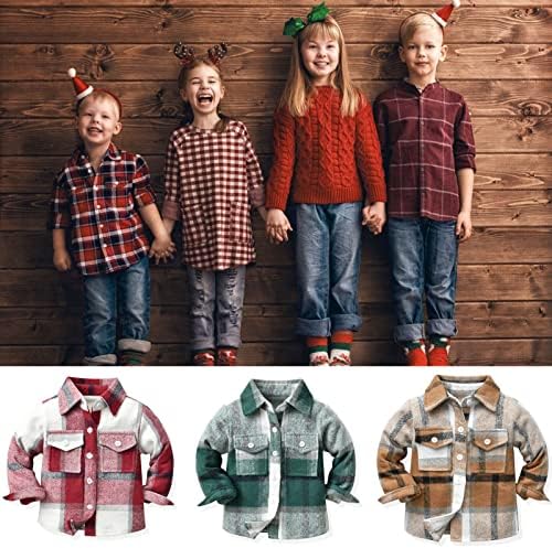 Dječji dječaci Dječji gumb s dugim rukavima dolje Pločeni košulje Jesen Zimske flanelne jakne tartanski vrhovi