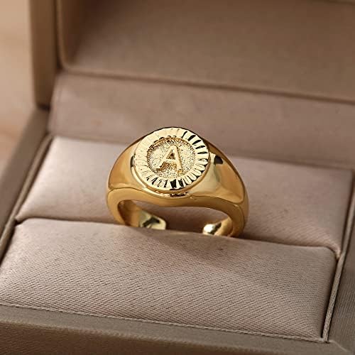 Oyalma graviranje A-Z početni pečatni prsten za muškarce Punk Vintage prsten sa zlatnim slovom par vjenčani nakit Anillos-F-zlatna boja-65121