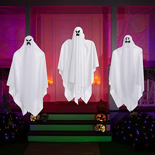 JOYIN 27 bijeli viseći duh, 6 kom Halloween dekoracija za vanjski prednji trijem Halloween Decor Funny Ghost Halloween Dekoracije
