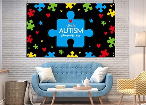 Nepnuser Autism Awareness Photo Booth Backdrop Puzzle Piece April inspirativna podrška dekoracija unutrašnjeg vanjskog zida-5.9×3.6