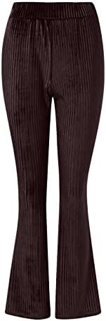 Miashui Ženska odjeća ženski baršun elastični struk Flare Leg Palazzo duge pantalone pantalone labave Casual pantalone za