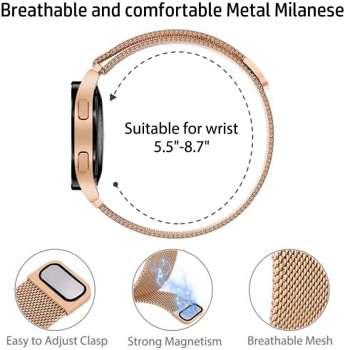 3 pakovanja Meki metalni milanski Samsung sat 4/5 opseg, mrežasta petlja 20mm Super prozračna i udobna opsega, kompatibilna sa Samsung