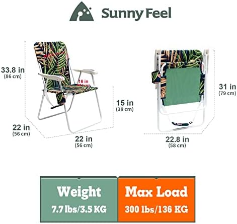 SunnyFeel preklopna stolica za odrasle 2 pakovanje lagano, prenosiva stolica sa pijeskom teška 300 funti, sklopive kamp stolice za