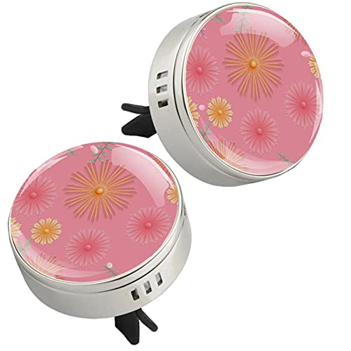 2pcs Pink Daisy Aromaterapija Esencijalni difuzor ulja COCKET MAGNETIČKO ZATVORENO COTHET sa ventilacijskim klip 4 punjenje jastučići