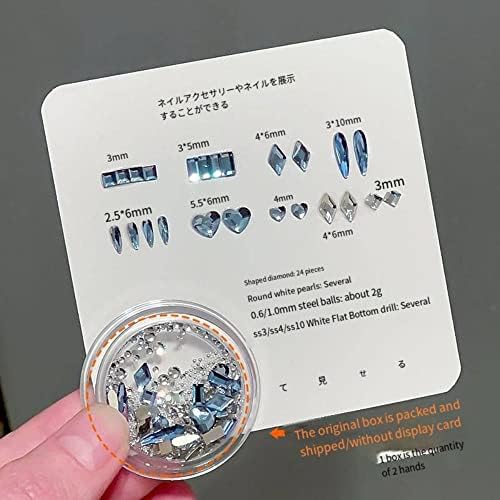 Plavi kristalni rhinestone ukrasi za umjetnost noktiju 3D oblik Flatback staklo Nattier plava mješavina oblika bisera čari za nokte