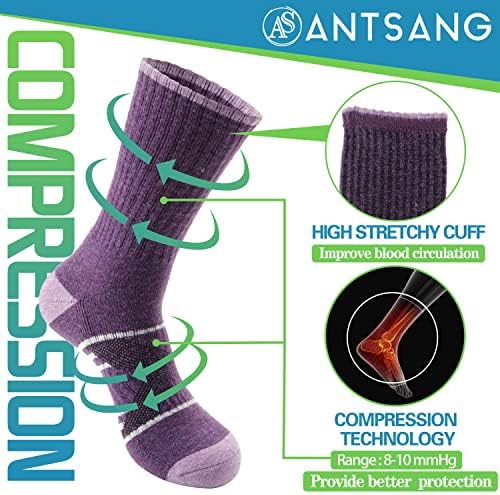 Antsang Merino vuna pješačke čarape 5 pari za muškarce i žene Termičke zimske tople vlage Wicking jastuk za čišćenje čarape