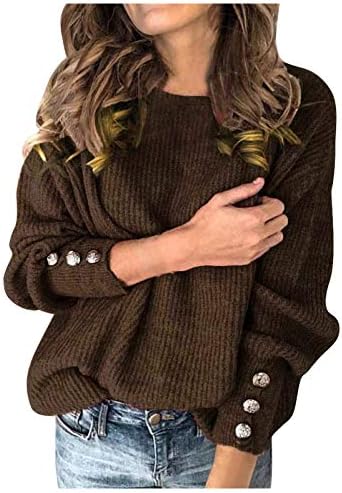 Ymosrh Ženski džemperi Kardigan modni pulover u boji okrugli vrat Topli džemper s dugim rukavima