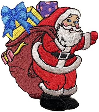 Santa Claus - Burgundna torba / vreća - Božićni pokloni - vezeno željezo na zakrpi
