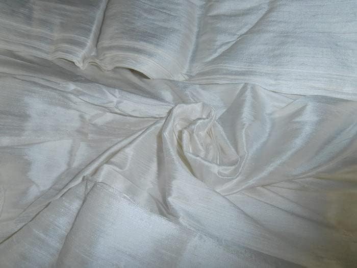 čista svilena Dupion/sirova svilena tkanina bijela boja 108 široka sa slivovima za bojenje