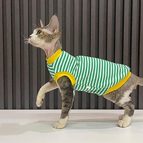 WCDjomop bez kose bez kose prozračne ljetne pamučne elastične pruge s majicama s okruglim ovratnikom CAT odjeća od pajama mačke odjeće