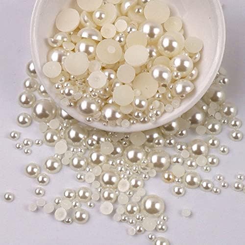 Bijeli srebrni polu okrugli ravni biseri 3mm-10mm 240pcs/torba dodatna oprema šareni ABS imitacija smole perle Nail Art dekoracije