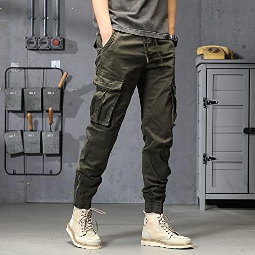 Miashui kargo pantalone za muškarce široke muške labave pamučne plus veličine džepne vezice elastične pantalone za struk muške kargo
