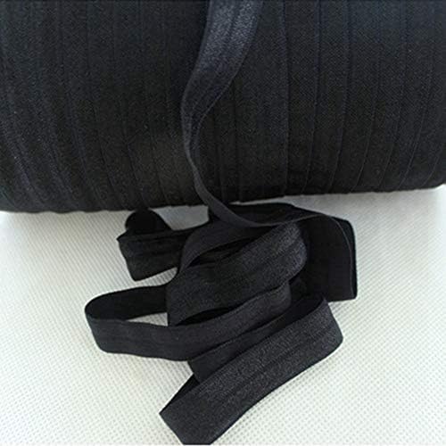 Utini popularna čvrsta foe Elastika 030 Crna 5/8 obična preklopa preko elastične trake za kravatu za kosu DIY Head wear poklon pakovanje