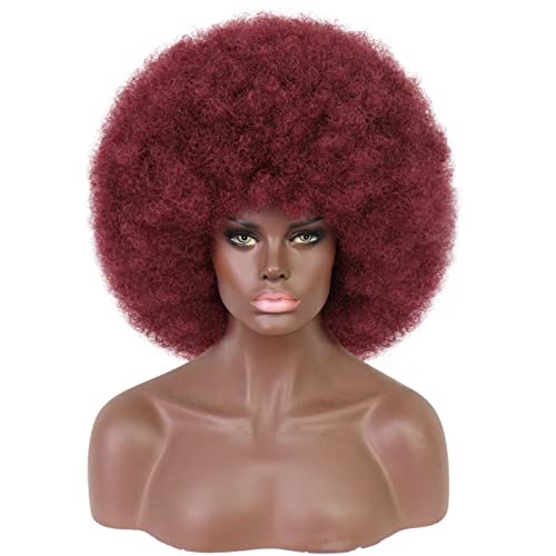 Ebingoo kratke Afro perike za žene vino crvena kovrčava perika + kapa od perike bordo 99j Afro Kinky kovrčava perika za crne žene