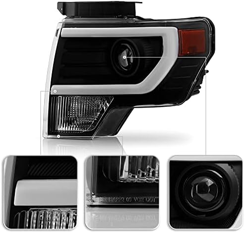 ACANII-za [halogeni Model] 2009-2014 Ford F150 Pickup Crni Raptor stil LED cijev projektor farovi par lijevo+desno