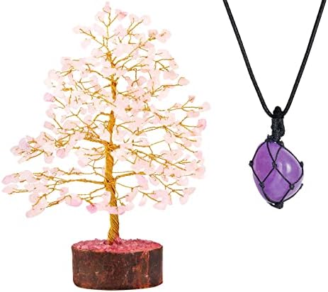 Kristalno drvo života - pozitivni energetski kristali - ružičasto drvo - ružičasti kristal - Amethyst Crystal - Privjesak ogrlica
