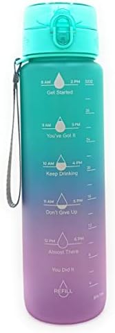 Motivacijska boca za vodu s vremenskim markerima nepropusno, BPA BESPLATNA, ulaznu bocu vode za unos po satu kako bi se osiguralo