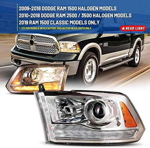 Prednja svjetla kompatibilna za Dodge Ram 1500 2009-2018 / Ram 1500 Classic 2019 / Ram 2500 3500 2010-2018 glavne lampe Montažna svjetla
