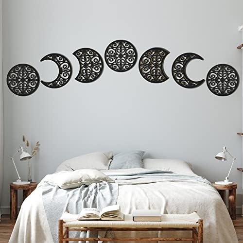 7 kom moon faza zidni dekor boho viseći mjesec zidna umjetnost crna za dnevnu sobu spavaća soba kućni zidni ukras za uređenje apartmana