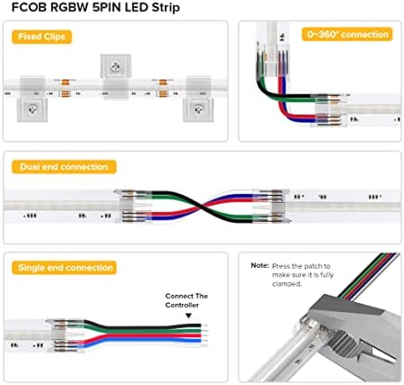 BTF-rasvjeta FCOB COB RGBW 4000K fleksibilna ujednačena LED traka visoke gustine 896LED/m 16.4 FT DC24V 12mm širina LED traka za promjenu