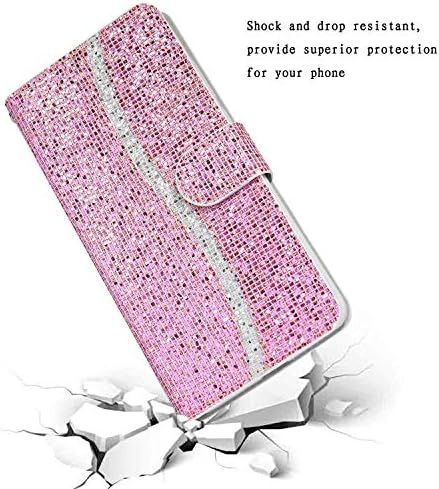 Guppy kompatibilan sa futrolom za iPhone 12 Glitter Wallet sa 2 držača kreditne kartice slota Bling Diamond Sequin Flip Stand torbica