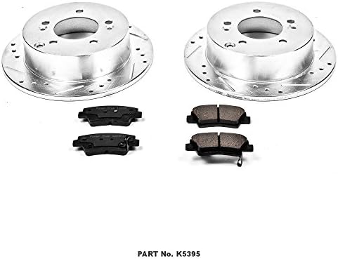 Power Stop K5395 zadnji Z23 karbonskih vlakana kočione pločice sa izbušenim & prorezom kočione rotore komplet