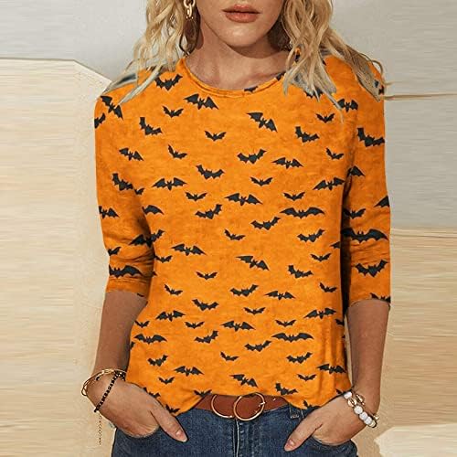 2023 3/4 rukav pamučni posad grafički labav fit za odmor Halloween Halloween Brunch bluza košulja za dame jesen ljetna majica
