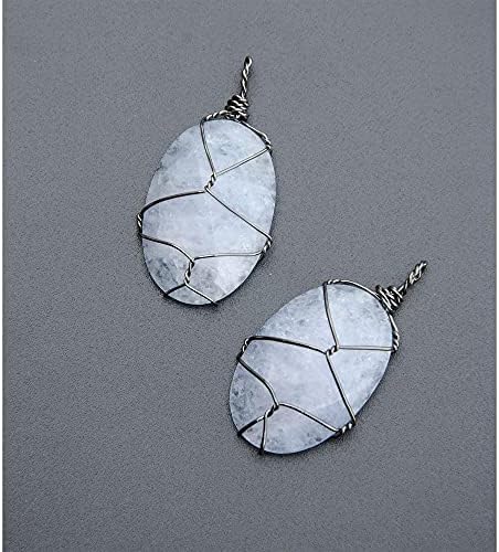 Aquamarine Gemstone Privjesna ogrlica ručna pletenica, prirodni kristalni izliječenje kamena hrabrosti, grla Čakra i komunikacijska