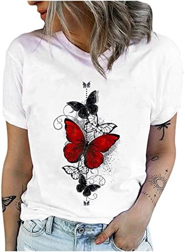 Ženska ljetna majica Slatki leptir Ispis Grafički labavi tees Crew vrat kratkih rukava casual bagering cvjetna bluza