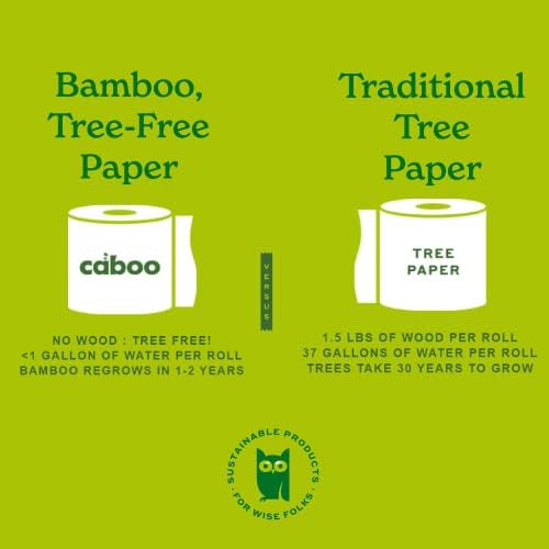 Caboo Tree Free bambus papirni ručnici, 6 rolni, održivi Kuhinjski papirni ručnici pogodni za zemlju sa jakim 2 sloja listova