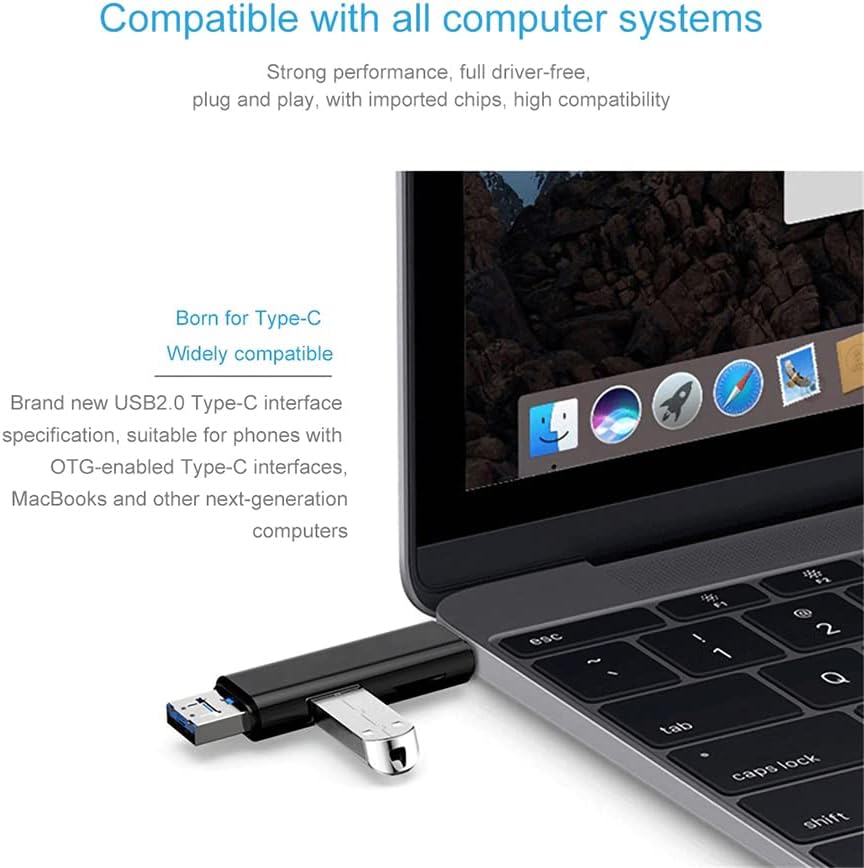 Volt+ 5 u 1 multifunkcionalni čitač kartica kompatibilan sa Sonim XP5s ima USB Type-C/ MicroUSB / Tf / USB 2.0 / čitač SD kartica