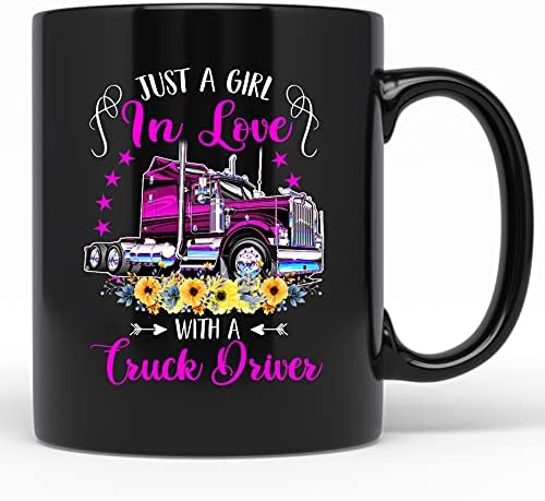 Just A Girl In Love With A Truck Driver Mug For Proud Trucker Wife Girl Girl Coffee Mug Gift Truck Driver Driving Job Pride Floral