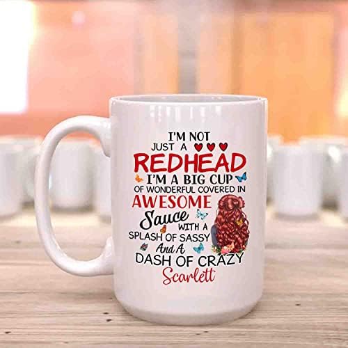Ja nisam samo crvenokosa, Ja sam velika šolja divnih prekrivena bijelom keramičkom šoljom za kafu, personalizirana šolja za kafu crvene