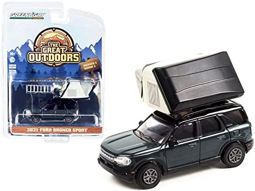 ModelToyCars 2021 Ford Bronco Sport sa modernim krovnim šatorom, tamno siva-zelena svjetlost 38010f / 48-1/64 Diecast model autić