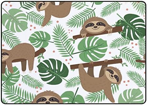 Puzajući zatvoreni tepih Play Mat Sloth Tropical Listovi za dnevni boravak Spavaća soba Obrazovna vrtića Pod Podna mat prostirki 80x58inch